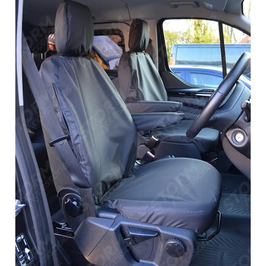 Front Pair Seat Covers Black For Ford Transit 2014 On