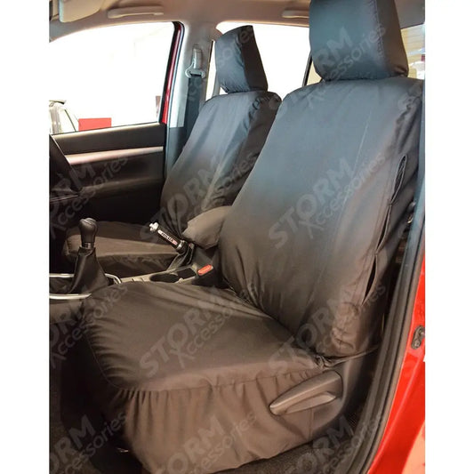 Front Pair Seat Covers Black For Toyota Hilux Active 2016-2026