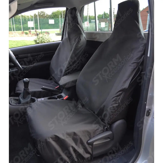 Front Pair Seat Covers In Black For Toyota Hilux Single Cab 2016 On