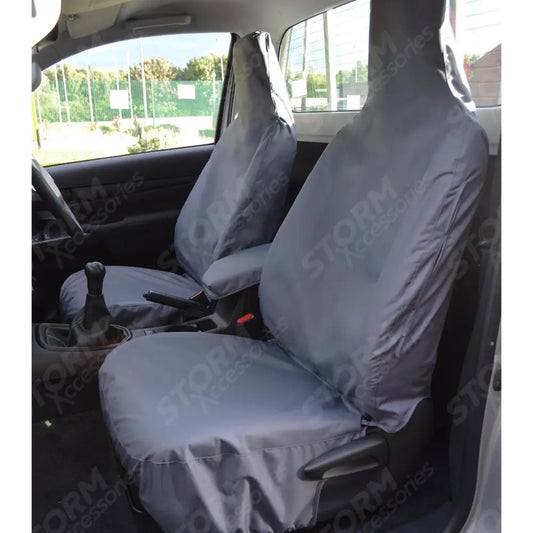 Front Pair Seat Covers In Grey For Toyota Hilux Single Cab 2016 On