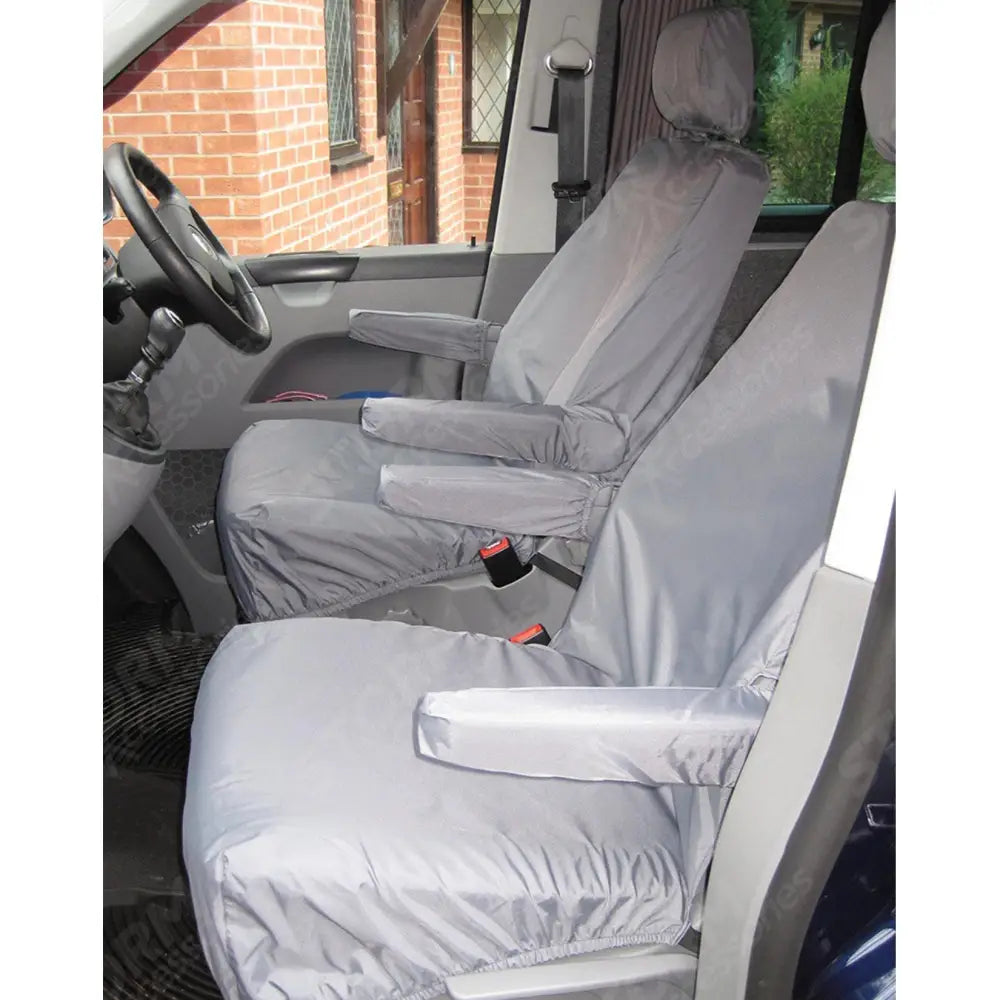 Front Pair Seat Covers No Armrests Grey For Vw Transporter T5 2003-2009
