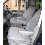 Front Pair Seat Covers With Armrests Grey For Vw Transporter T5 2003-2009
