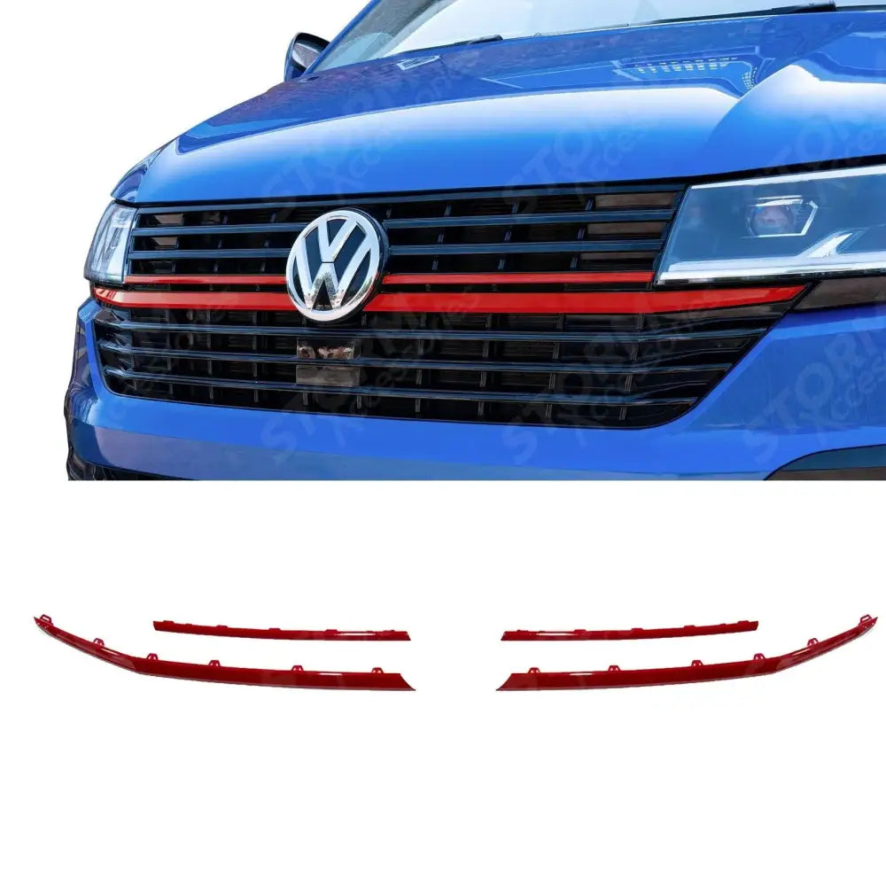 Grille Upper Lower Clip In Trim Choose Colour For Vw T6.1 Transporter Front Radiator Badged Red