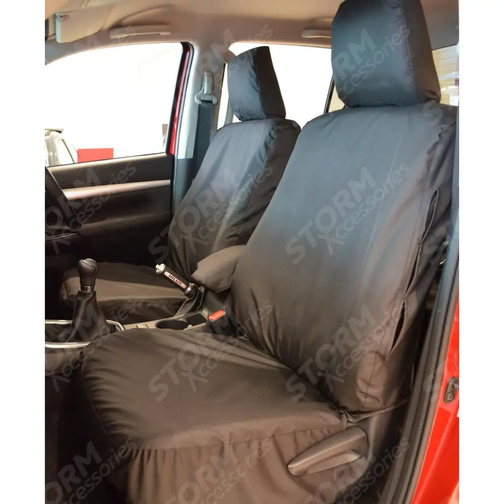 Front Seat Covers Black For Toyota Hilux Mk8 & Mk9 Invincible 2016-2026