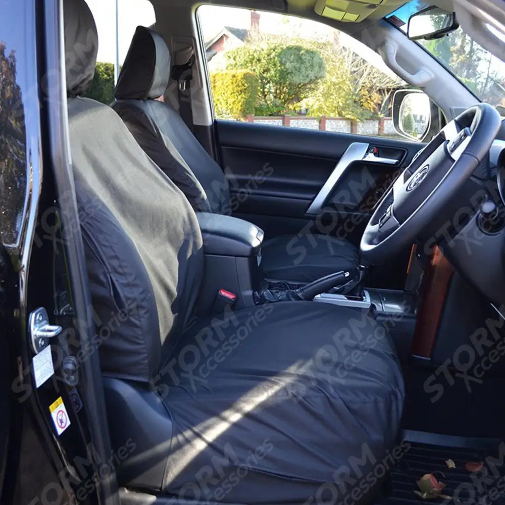 Front Seat Covers Black For Toyota Land Cruiser - Landcruiser Lc150 - 2009 On