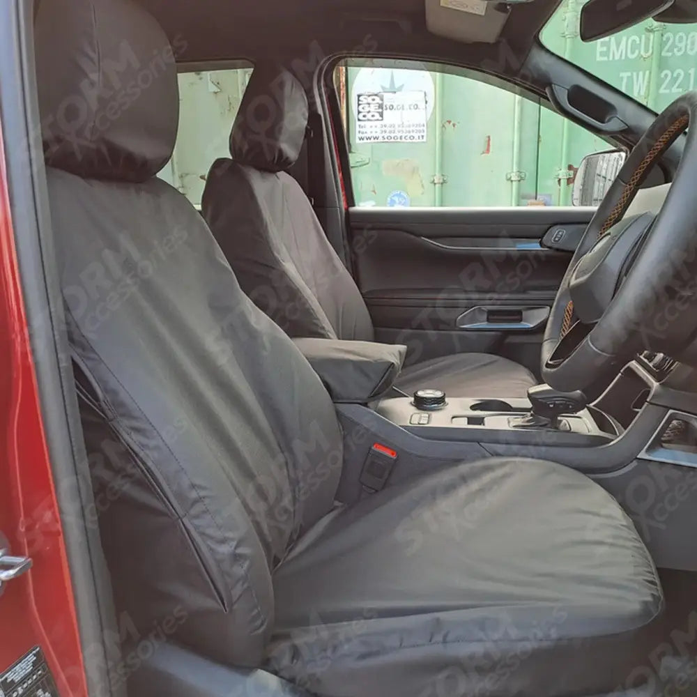 Wildtrak Double Cab Front Seat Covers Pair Black For Ford Ranger 2023+