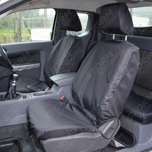 Front Seat Covers Pair Black For Ford Ranger Wildtrak 2016-2022