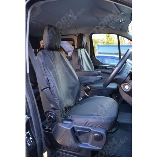 Front Seat Covers Pair Black For Ford Transit Custom 2013 - 2024