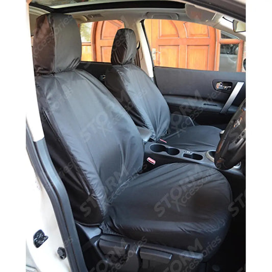 Front Seat Covers Pair Black For Nissan Qashqai 2007-2013