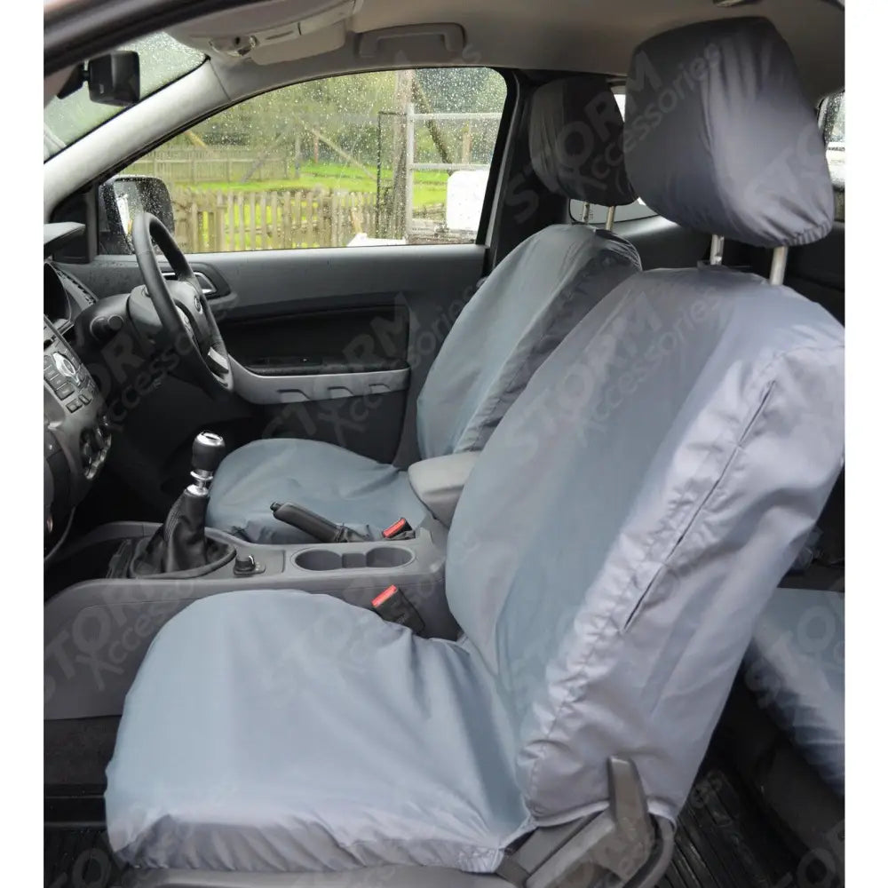 Front Seat Covers Pair Grey For Ford Ranger Wildtrak 2016-2022