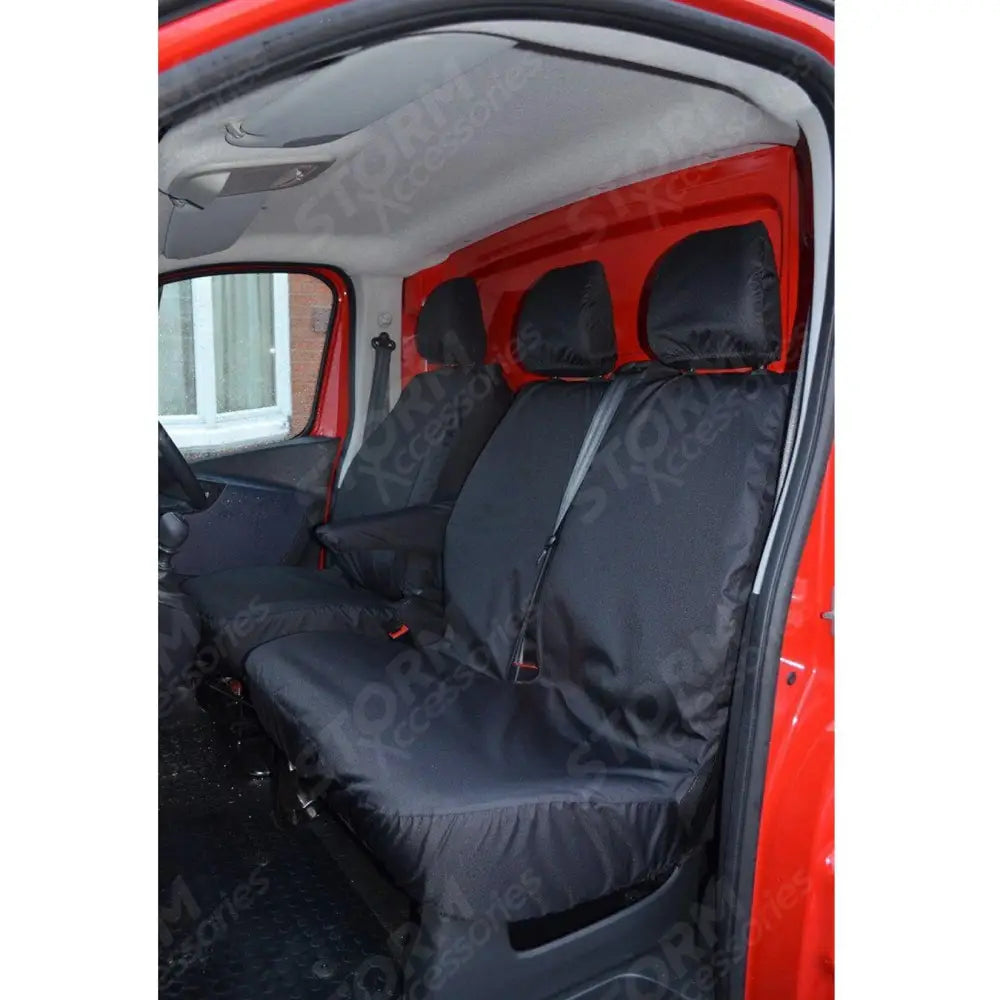 Seat Covers Black For Vauxhall Vivaro 2014-2019 Non-folding Double Pass Renault Trafic 2014 On