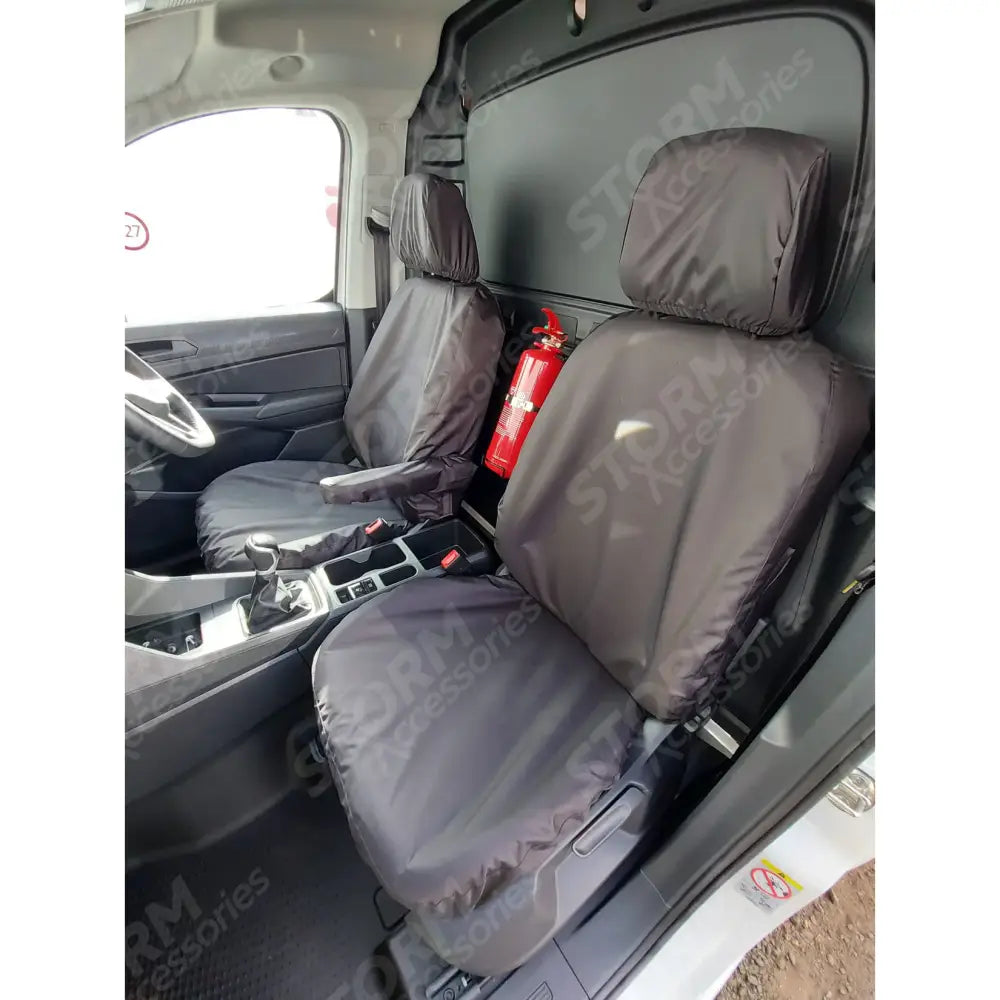Front Seat Covers With Armrests Pair Black For Ford Transit Connect 2024+