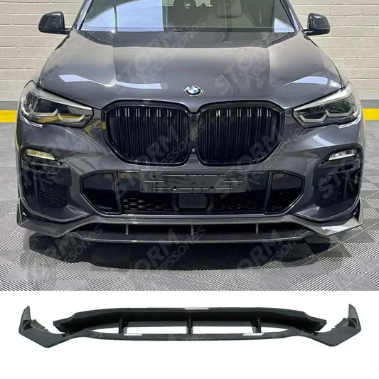 Front Splitter In Carbon Look Black Knight For Bmw X5 G05 2018-2022