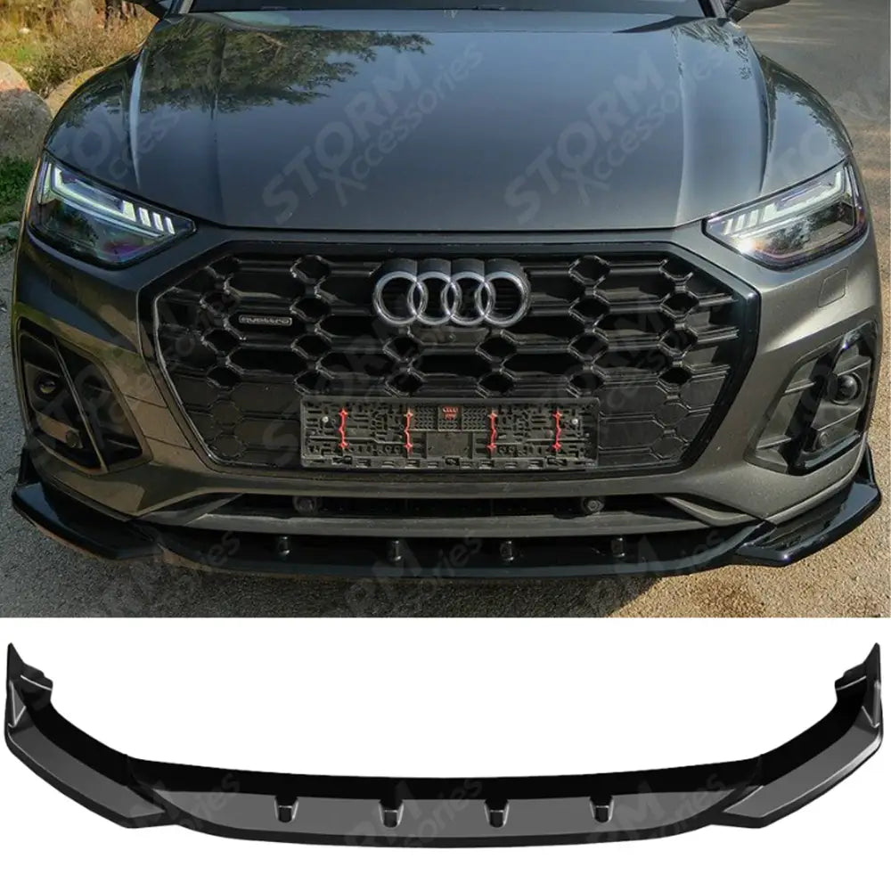 Front Splitter In Gloss Black For Audi SQ5 / Q5 S-Line Mk2 Facelift 2020-2024