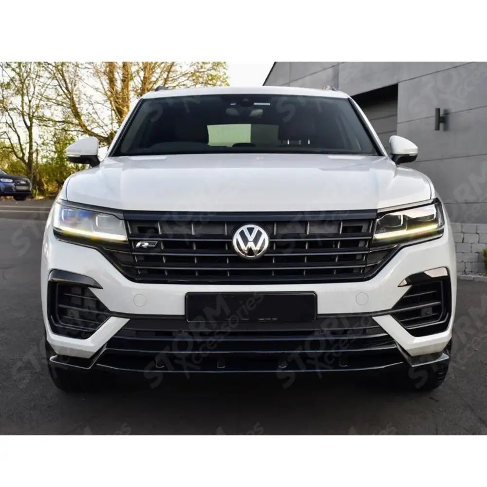 Front Splitter In Gloss Black For Volkswagen Touareg MK3 Pre Facelift R Line 2018-2023