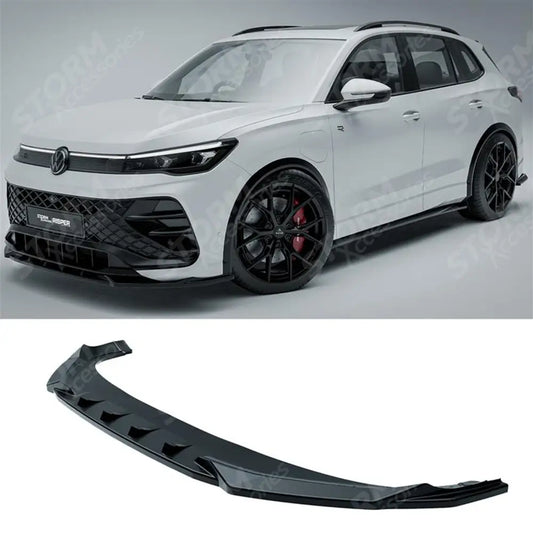 Front Splitter In Gloss Black For VW Tiguan R-Line MK3 2024 On