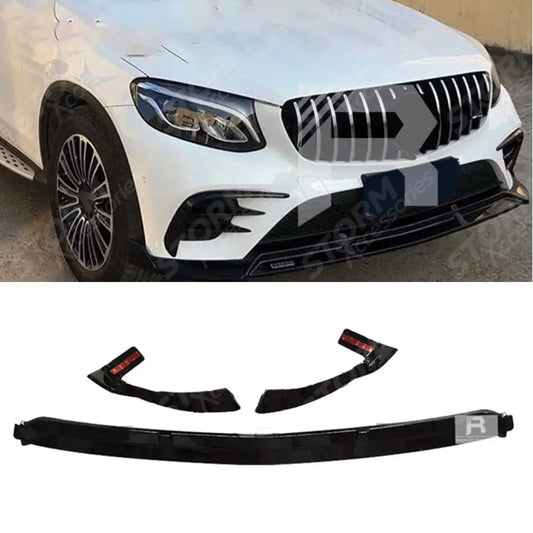 Front Splitter Lip Gloss Black For Mercedes GLC C253 / X253 2016-2019