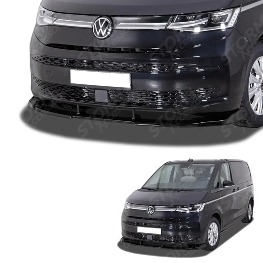 Front Splitter Lip Gloss Black For Volkswagen Transporter - T7 2022 On