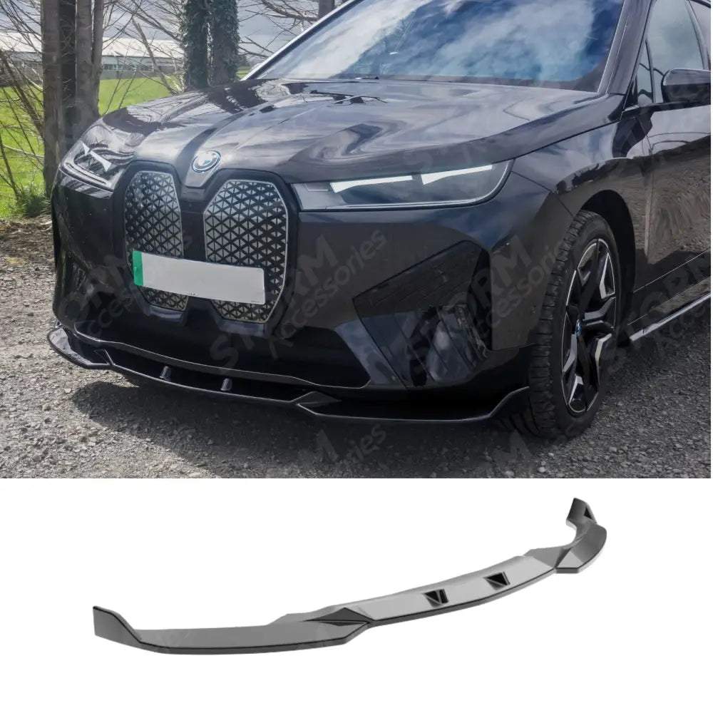 Front Splitter Lip In Gloss Black For BMW IX M-Pack I20 2021+
