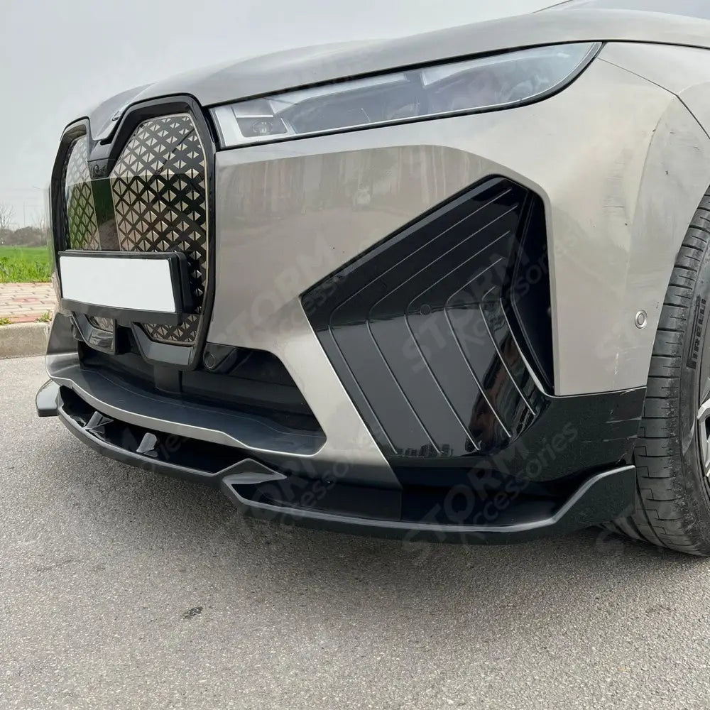 Front Splitter Lip In Gloss Black For BMW IX M-Pack I20 2021+