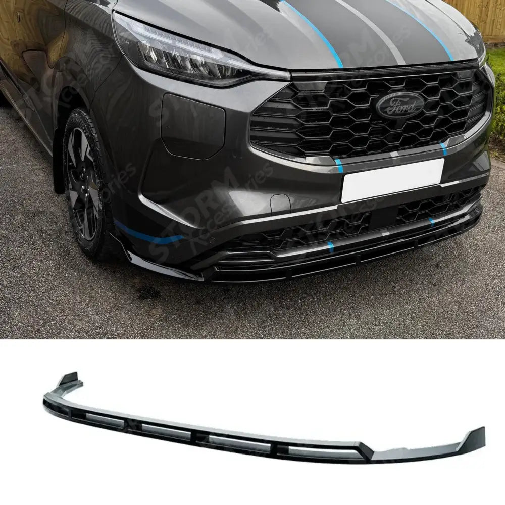 Front Splitter Lip In Gloss Black For Ford Transit Custom MK2 Sport 2024+