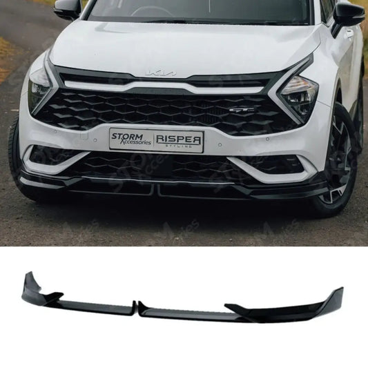 Front Splitter Lip In Gloss Black For Kia Sportage MK5 GT Line 2021-2025