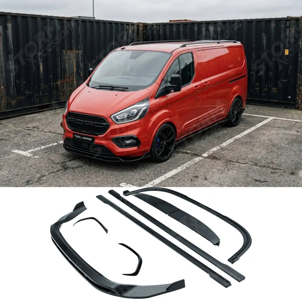 Full Aero Kit in Gloss Black For Ford Transit Custom Mk1 Facelift 2017-2023