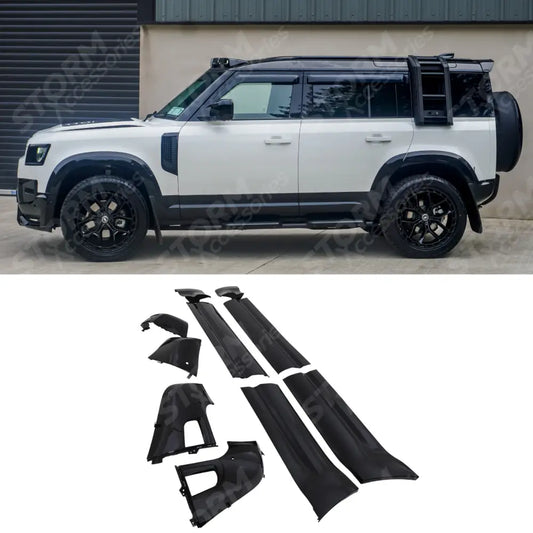 Full Exterior Moulding Set (10pc) In Gloss Black For Land Rover Defender L663 110 2020 On