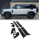 Full Exterior Moulding Set (10pc) In Gloss Black For Land Rover Defender L663 110 2020 On