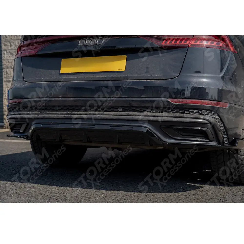 Gloss Black Rear Diffuser & Side Splitters For Audi Q8 S Line 2023+