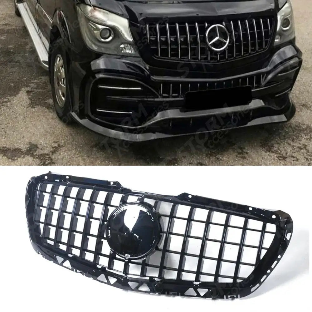 Gt Front Grill Gloss Black For Mercedes Sprinter W906 2014-2017