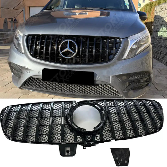 Gt Front Grille Gloss Black For Mercedes Viano W447 Facelift 2020-2024