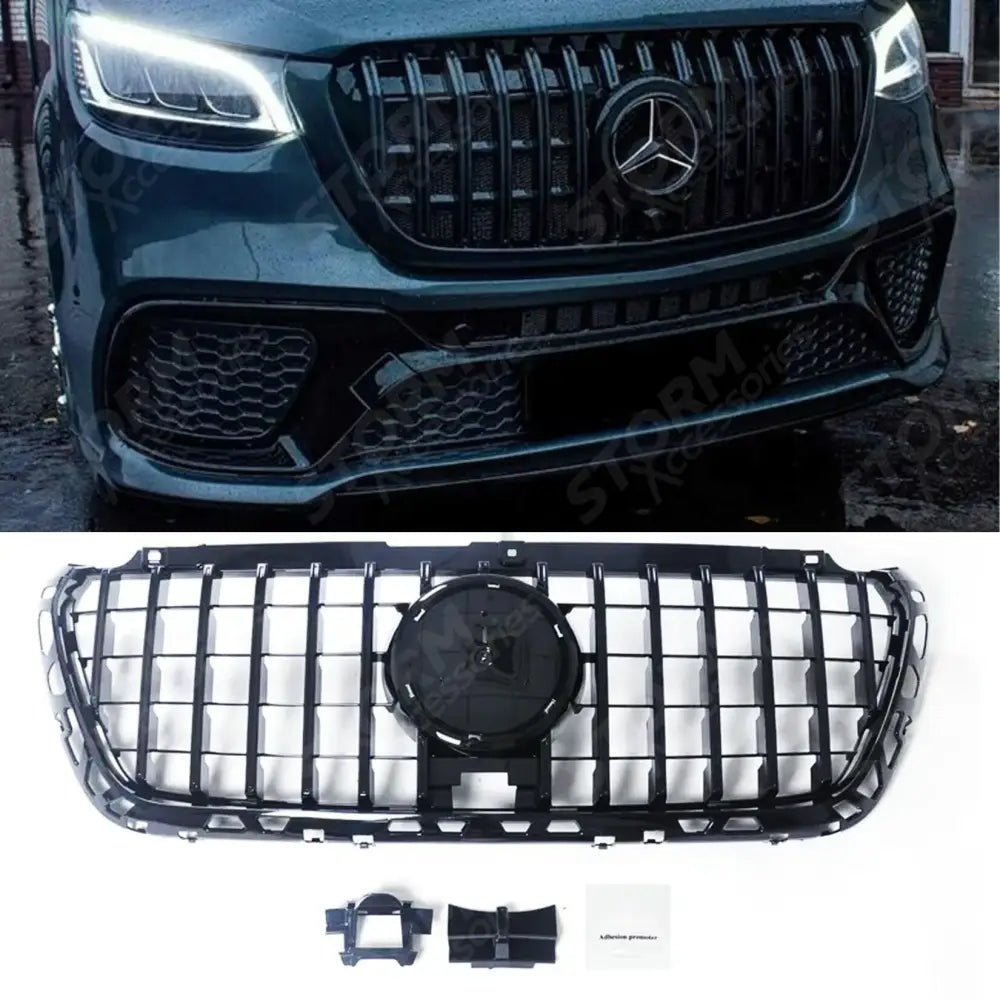 Gt Panamericana Front Grill Gloss Black For Mercedes Sprinter W907 2018+