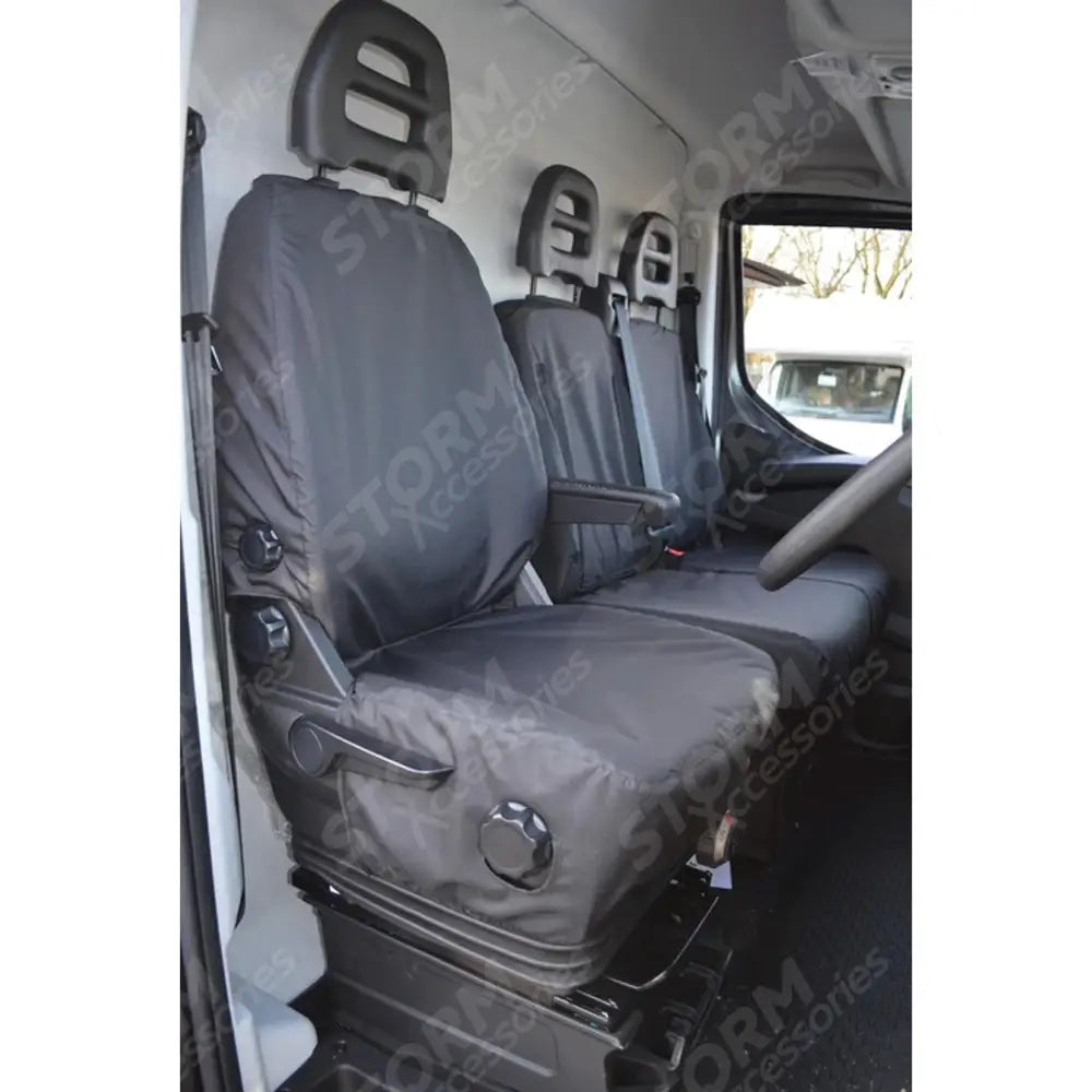 Iveco Daily 2014-2022 Front Driver And Passenger Seat Covers - Black