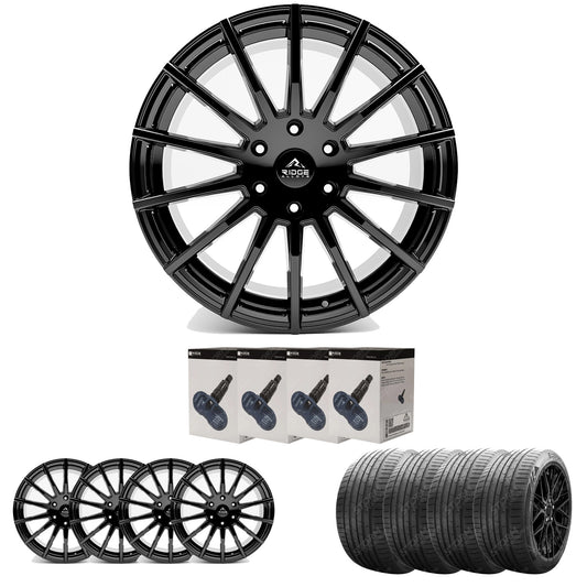 Ridge KN14 Gloss Black 6X120 20 Inch Alloys With Tyre & TPMS Package 245/40/20