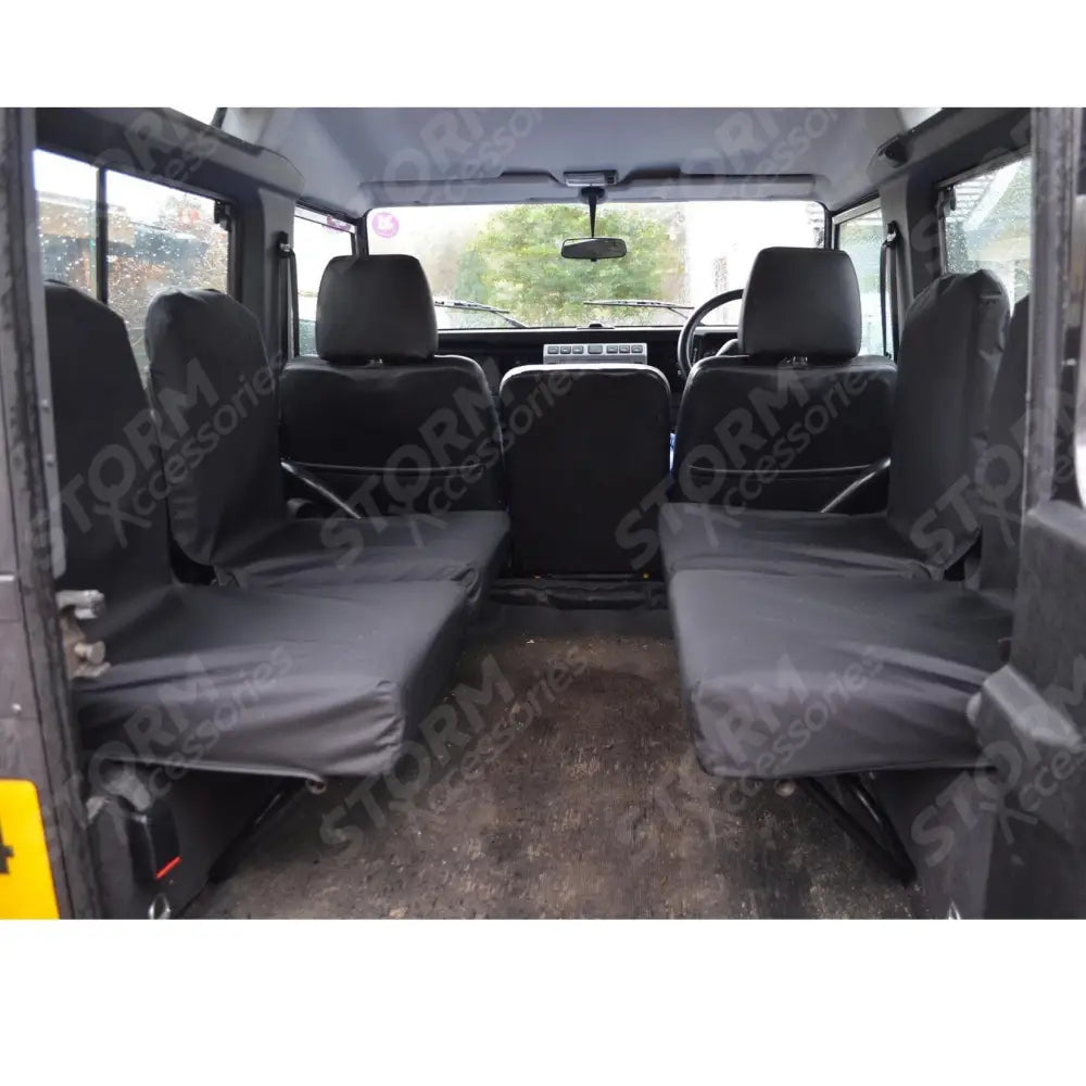 Land Rover Defender 1983-2007 90 110 - Rear Set Of 4 Dicky Folding Seat Covers - Black