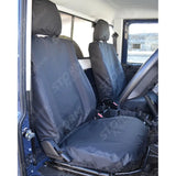 Land Rover Defender 90 110 - 2007-2013 Driver And Front Single Passenger Seat Covers - Pair - Black