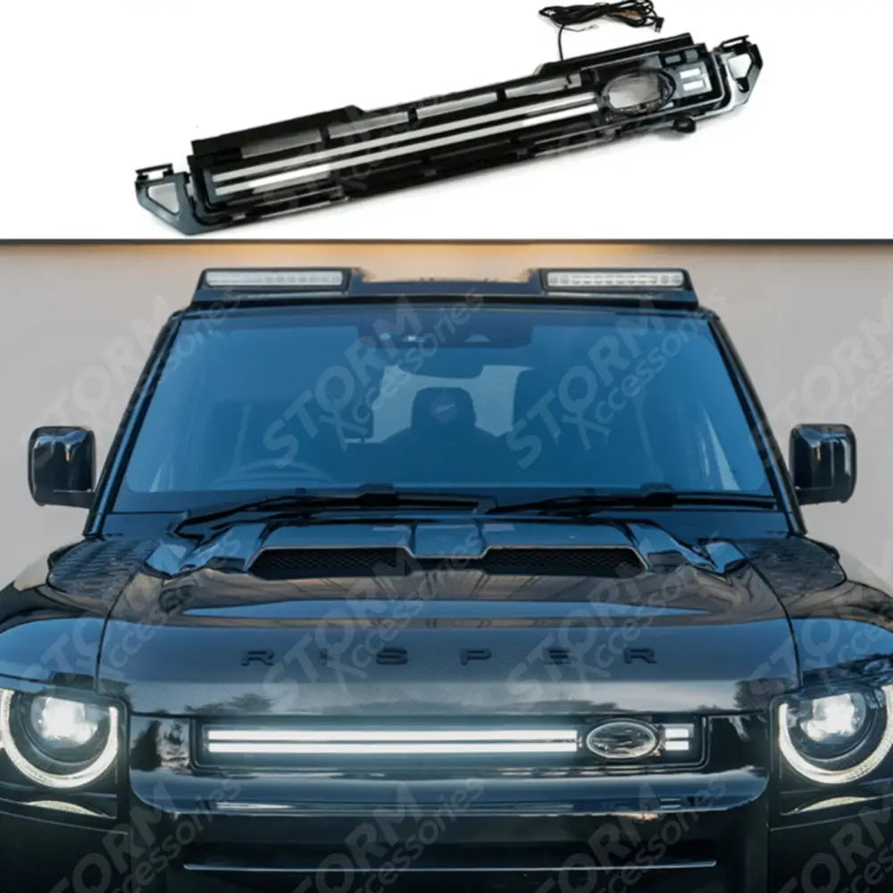 Land Rover Defender L663 2020 On Led Dynamic Front Grill - Gloss Black