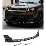Land Rover Defender L663 2020 On - V2 Front Bumper Splitter With Led's In Gloss Black