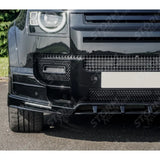 Land Rover Defender L663 2020 On - V2 Front Bumper Splitter With Led's In Gloss Black