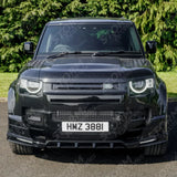 Land Rover Defender L663 2020 On - V2 Front Bumper Splitter With Led's In Gloss Black