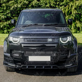 Land Rover Defender L663 2020 On - V2 Front Bumper Splitter With Led's In Gloss Black