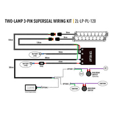 LAZER LIGHTS TWO-LAMP WIRING KIT (3-PIN, SUPERSEAL, 12V) - Storm Xccessories
