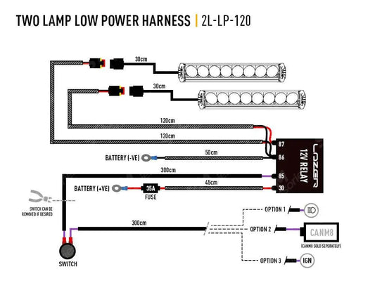 Lazer Lights - Wiring Kit - Two Lamp / Low Power 2 Pin