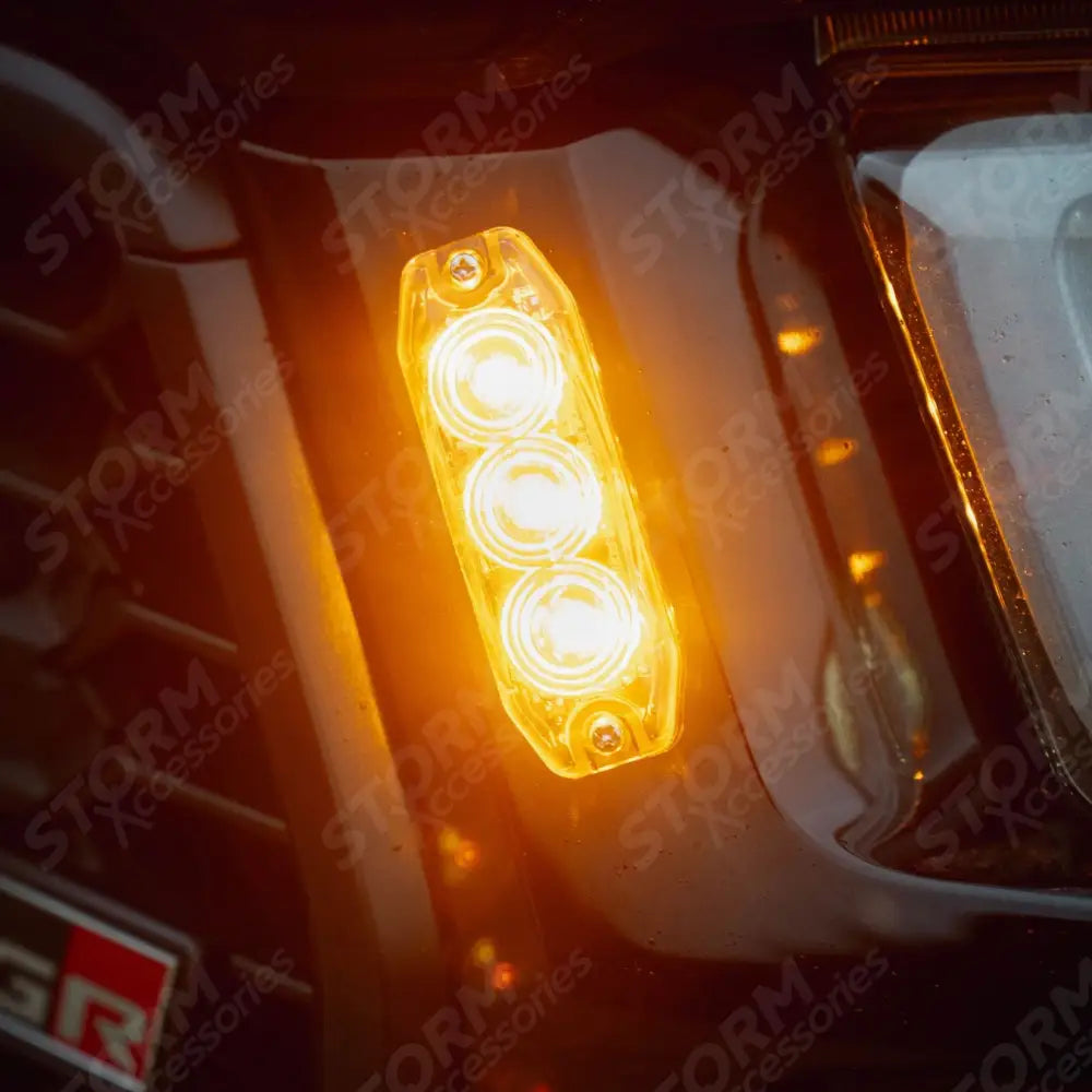 LED Autolamps 12/24V Low-Profile 3-LED Amber Warning Lamp