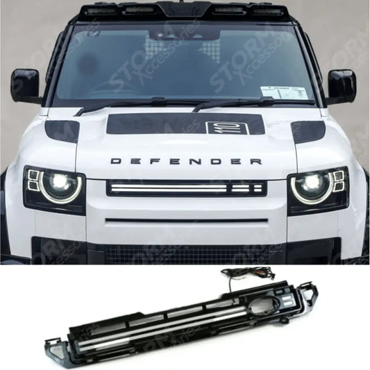 Led Dynamic Front Grill Gloss Black For Land Rover Defender L663 2020 On