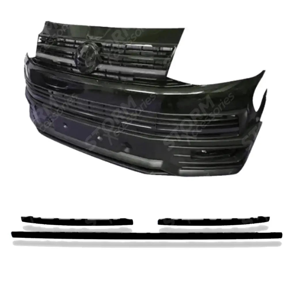 Lower 3 Piece Clip In Grille Streamer Choose Colour For Vw T6 Transporter 2015-2019 Gloss Black