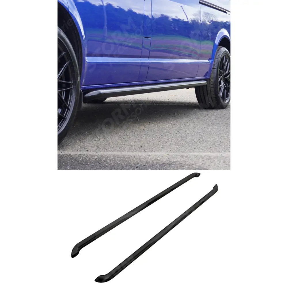 Lwb 2.4 Inch Gloss Black STX Style Sportline Side Bars Pair For Renault Trafic 2001 On / Vauxhall Vivaro 2001 -2019