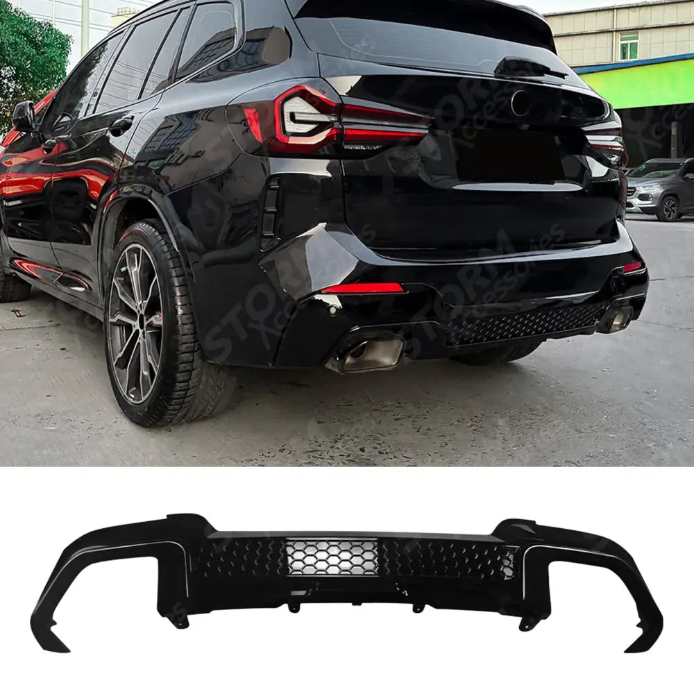 M Sport Rear Diffuser in Gloss Black For BMW X3 G01 LCI 2022-2024 - Diffuser