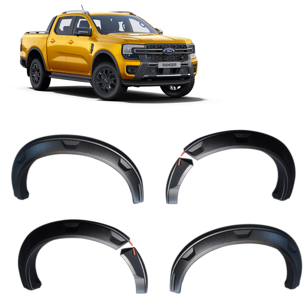 Ford Ranger T9 2023 on 'Style' Matte Textured Wheel Arch Set